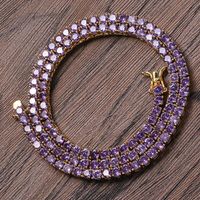Wholesale Purple Color Zircon Iced Out Brass Cubic Row Tennis Chain mm Women s Necklace Jewelry Gift BC107 Chains