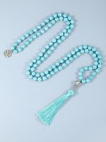 Wholesale Pendant Necklaces YUOKIAA Japamala Contas Pedras Naturais Natural Blue Turquoise Necklace Healing Mala With Buddha Charms Knotted Bead C