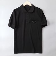 Wholesale 22Ss Fashion Designer Prad Mens T shirt Three Button Polo Shirt Business Casual Lapel budge Breathable and Moisture Absorbing Chest Pocket M XL