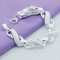 Wholesale Luxury designer Bracelet Trendy Sterling Silver White Chinese Dragon Chain s For Men Fashion Jewelry Pulseira Male