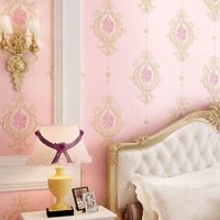 Wholesale Wallpapers X950cm Embossed Flowers Non woven For Living Room Decoration Pink D Wall Papers Home Decor