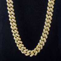 Wholesale 18mm Iced Out Cuban Chain Link Bracelet Choker Necklace Gold Fashion Hip Hop Inch Rapper Jewelry