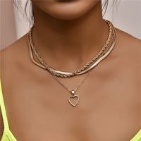 Wholesale 3pcs set Gold Color Twist Link Chunky Chain Pendant Necklace for Women Girl Metal Crystal Love Multilayer Necklaces Collares