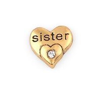 Wholesale 20PCS Gold Color Crystal Sister Letter DIY Heart Floating Locket Charms Fit For Glass Living Magnetic Locket