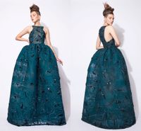 Wholesale Azzi And Osta Luxury Ball Gown Prom Dresses Sequin Crystal Beaded Organza See Through Puffy Evening Dress Arabic Party Dress