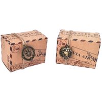 Wholesale 100pcs Vintage Favors Kraft Paper Candy Box Travel Theme Airplane Air Mail Gift Packaging Boxes Wedding Souvenirs scatole regalo