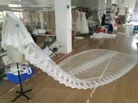 Wholesale 2021 Tulle Bridal Veils with Lace Appliques Alluring Cathedral White Ivory One Layers Bridal Wedding Veil Lace Appliques Beading Lace