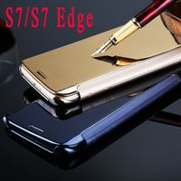 Wholesale S7 S7 Edge Luxury Clear View Mirror Screen Flip Leather Case for Samsung Galaxy S7 S7 Edge Phone Bags Cover Skin