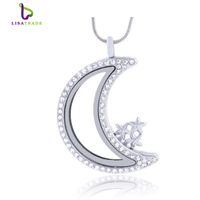 Wholesale 2016 New Silver Moon magnetic glass floating charm locket Zinc Alloy chains included for free LSFL034