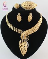 Wholesale Arrival African Costume Necklace Jewelry Set K Gold Plated Crystal Wedding Women Bridal Accessories Nigerian Jewellry Sets