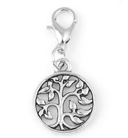 Wholesale 20pcs Silver Family Tree Of Life Plates Dangle Charms Pendant With Lobster Clasp Fit For Glass Floating Locket Jewelrys