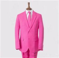 Wholesale 2016 Custom Made Pink Groom Tuxedos Two Buttons Mens Wedding Suits Prom Party Suit Jacket Pants Tie