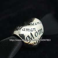 Wholesale 100 S925 Sterling Silver Mum Heart Charm Bead Fits European Pandora Jewelry Bracelets Necklaces Pendant