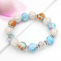 Wholesale free handmade jewelry bead bracelet mm beads stretch bracelet with antique silver plated buddha head bracelets bangle