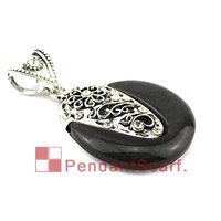 Wholesale Fashion Design DIY Jewelry Pendant Scarf Findings Charm Black Resin Metal Necklace Scarf Pendant Accessories AC0345B