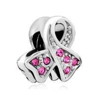 Wholesale hot selling colorful MONTHS birthstone Ribbon women s cancer awareness in rhodium Plating Bead European Charm Fit for Pandora Bracelet