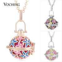 Wholesale VOCHENG Chime Harmony Colors Star Hand Painted Inlaid Crystal Pendant Necklace with Stainless Steel Chain VA