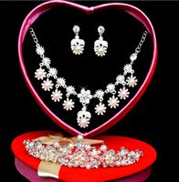 Wholesale Bridal jewellery set Luxury Bridal Jewelry Sets Crystal Wedding Crown Earrings Necklace Tiaras Accessories Fashion Headdress HT44
