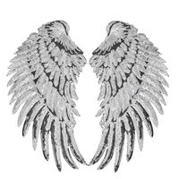 Wholesale 1 Pairs Sequined Wings Patches for Clothing Iron on Transfer Applique Patch for Jacket Jeans DIY Sew on Embroidery Sequins