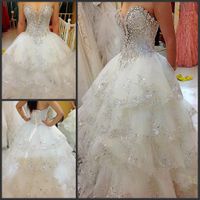 Wholesale Ball Gown Princess Wedding Dresses Layered New Arrival Elegant Bridal W1429 Best Made Spring Crystal Gorgeous Shiny Stunning Beautiful