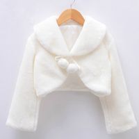 Wholesale Little Girls Faux Fur Capes and Jackets Long Sleeves Winter Plush Shawl Flower Girl Dress Coat Collocation Children Costume Kanjian