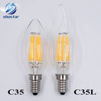 Wholesale E12 E14 B22 E27 Filament LED candle light bulb W W W dimmable bulbs Replacing W Filament Bulbs LED SAA UL AC85 V