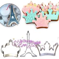 Wholesale Fashion Crown Tour Eiffel Stainless Steel Cookie Cutter Fondant Sugarcraft Cake Decoration Tools Icing Biscuit Molds Metal Cupcake Topper