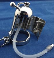 Wholesale Latest Male Stainless Steel Squeeze Version Cock Penis Cage Ring Chastity Belt Device With Long Silicone Catheter Adult BDSM Sex Toy