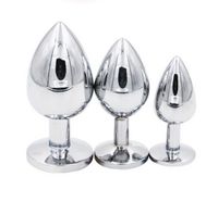 Wholesale 3pcs set Small Middle Big Sizes Anal Plug Stainless Steel Crystal Jewelry Anal Toys Butt Plugs Anal Dildo Adult Products for Women and Men