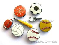 Wholesale 10pcs mm enamel sports slider charms basketball baseball soccer charms fit mm DIY wristband bracelet pet collar women jewelry