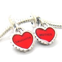 Wholesale Dropshipping Sterling Silver Mother And Daughter Heart Pendants Charms Fit European Style Pandora Charms Bracelets Necklaces
