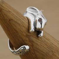 Wholesale 925 Sterling Silver Rabbit Ruby CZ Eyes Fashion Ring K003 Free US Size