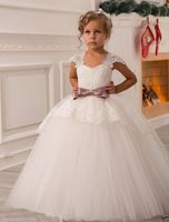 Wholesale Shoulder Lace Sash Ball Gown Net Baby Girl Birthday Party Christmas Princess Dresses Children Girl Party Dresses Flower Girl Dresses