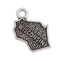 Wholesale Antique Silver Plating American States Alloy Map Charms Wisconsin Charms For Expandable Wire Bangles AAC031
