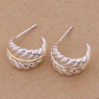 Wholesale Fashion Jewelry Manufacturer a Separations feather earrings sterling silver jewelry factory price Fashion Shine Earring