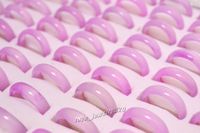Wholesale New Beautiful Smooth Pink Round Solid Jade Agate Gem Stone Band Rings MM Great Value