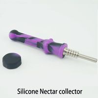 Wholesale Silicone Nectar Collector Mini Water Pipes with GR2 Titanium Nail mm Concentrate Honey Dab Straw Silicone Oil Rigs