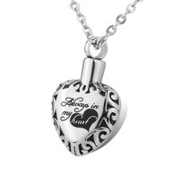Wholesale Lily Cremation Jewelry Always In My Heart urn pendant Necklace Locket Memorial Ash Keepsake with gift bag and chain