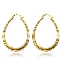 Wholesale Fashion Jewelry Small Oval Hoop Yellow Gold Rose Gold Plated Hoop Earrings for Women Girls Pair