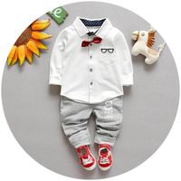 Wholesale children s clothing Sets Children Suit Boys Outfit bow tie shirt stripe casual pants Toddler Newborn Set Baby Wear LH09