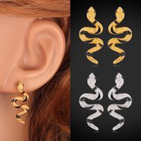 Wholesale Cute Snake Stud Earrings K Real Gold Plated Black Crystal Elegant Fashion Jewelry Gift For Women Factory YE2270