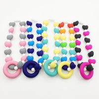 Wholesale Hearts Baby Carrier Teething Accessory Rainbow Hearts Teether Toy with ring teether Pendant Necklaces