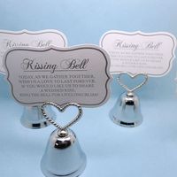 Wholesale quot Kissing Bell quot Silver Bell Place Card Holder Photo Holder Wedding Table Decoration Favors
