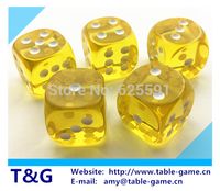 Wholesale 5pc set T G dice High Quality mm Transparent Yellow Round Dice Playing