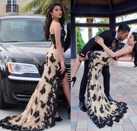 Wholesale Stunning Lace Appliques Long Prom Dresses vestidos formatura Celebrity Party Dress Beaded High Low Dresses For Graduation Homcoming Gowns