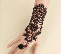 Wholesale Retro Bride Bridesmaid Wedding Dress Accessories Women Party Lace Bracelet Bridal Wedding Gloves Pearl Lace Gloves with Flower Rings