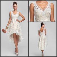 Wholesale Best Selling High Low Junior Bridesmaids Dresses Cheap V Neck Short Knee Length Lace Formal Occasion Dress For Wedding Party