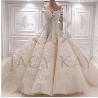 Wholesale Gorgeous Ball Gown Pearls Wedding Dresses Bridal Gowns Princess Spring Sweetheart New Design Wedding Gowns Custom Made