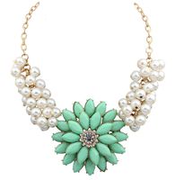 Wholesale Immitation Pearl Bijoux Bib Trendy Beaded Chain Jewelry Acrylic Pedant Statement Necklace Woman Choker Necklace S95147