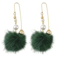 Wholesale idealway Colors Bohemian Gold Plated Hook Venetian Pearl Woolen ball Drop Dangle Earrings for Women Fashion Wedding Party Accessories